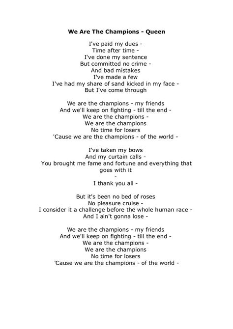 we are the champions lyrics|More.